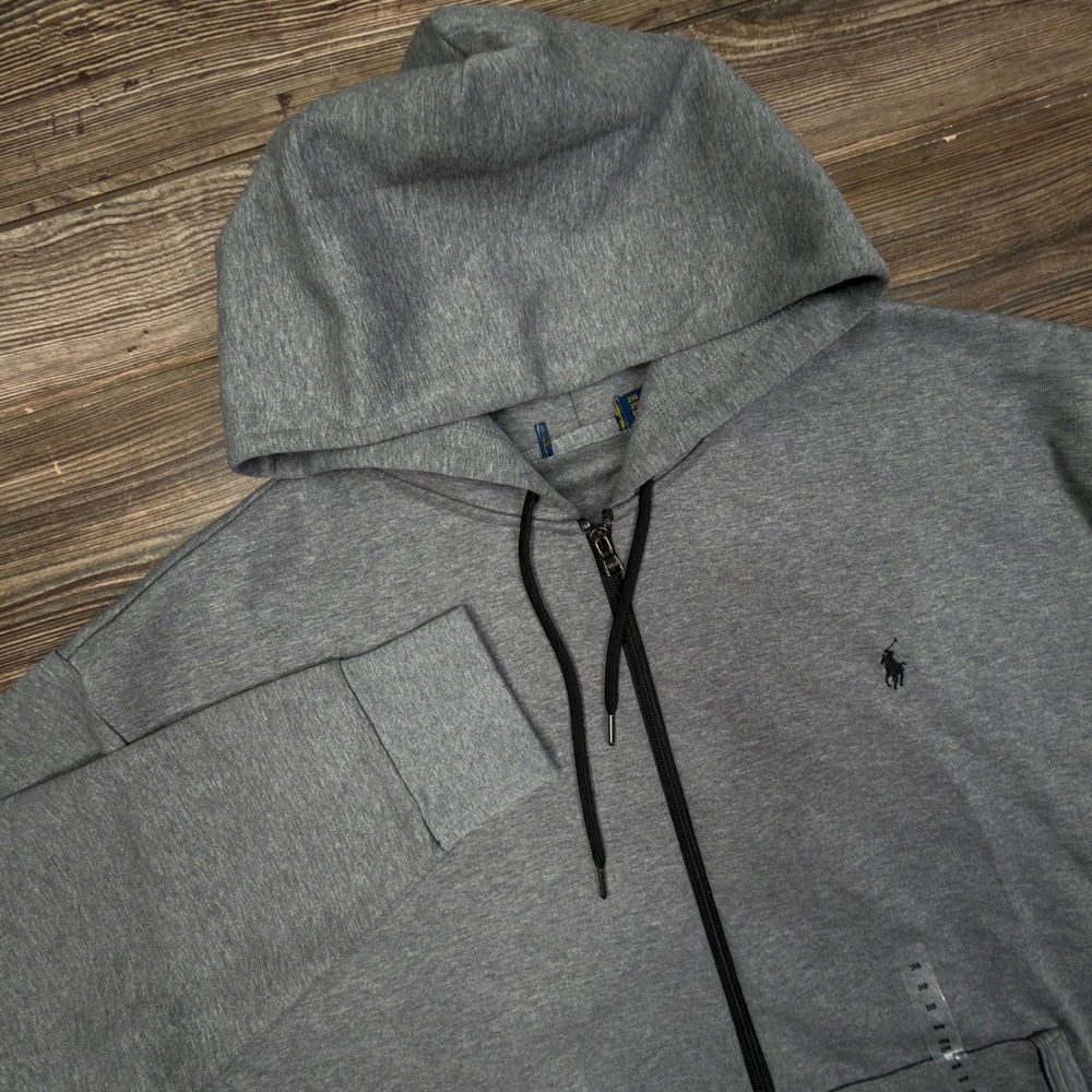 Polo Ralph Lauren Mens 2XB Full Zip Hoodie Grey Pony Logo Big & Tall CUT TAGS